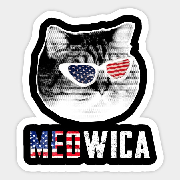 Meowica USA American Flag Cat Funny Sticker by CoolFuture